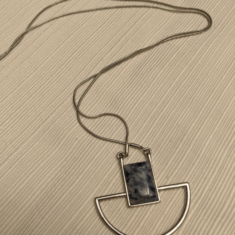 long silver necklace